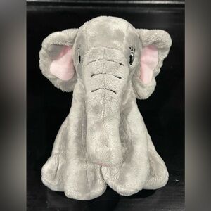 Teddy Mountain Gray Elephant Pink Ears 8 in. Plush Stuffed Animal Toy with Pouch